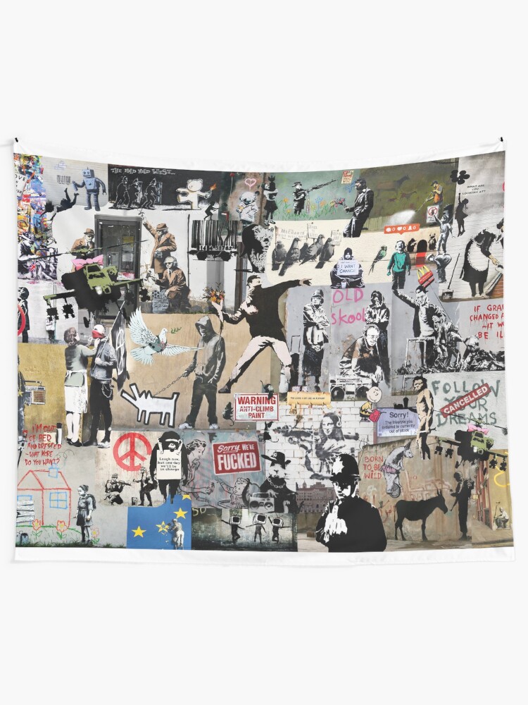 "Banksy Collage" Tapestry by YussefRafik Redbubble