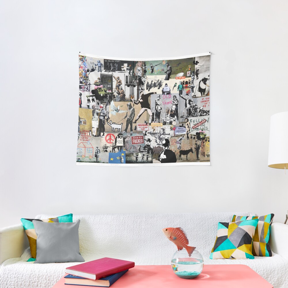 "Banksy Collage" Tapestry by YussefRafik Redbubble