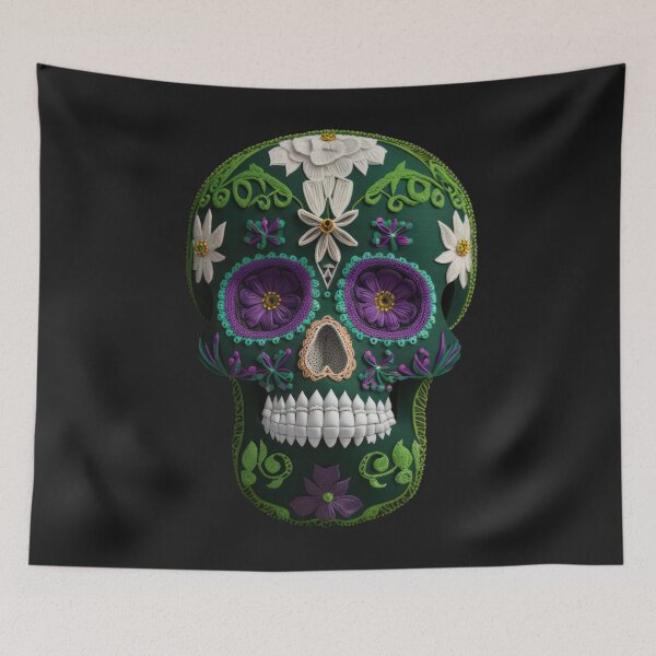 Item preview, Deluxe design made of embroidery skull textile Day of the Dead, Dia de los Muertos designed and sold by Tio-Tecun.
