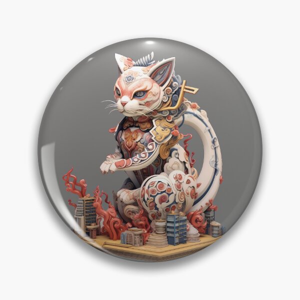 Aperçu de l'œuvre Chat géant Ukiyo-e 3D créée et vendue par WFTan.