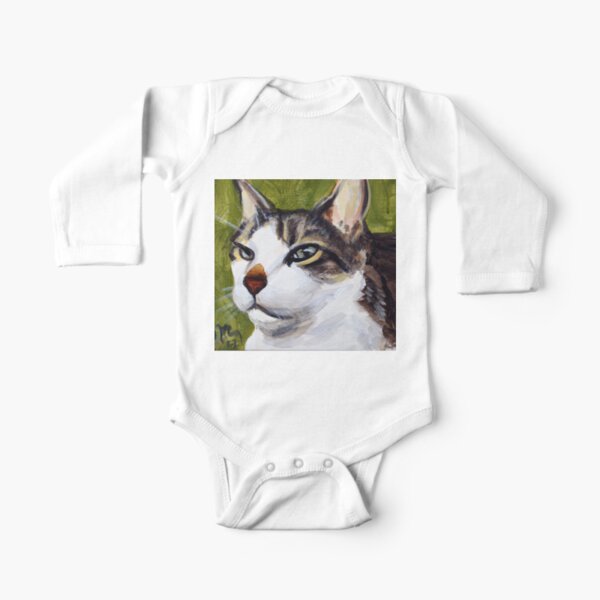 Baxter the green-eyed cat Long Sleeve Baby One-Piece