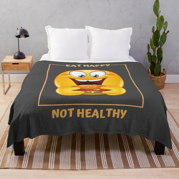 Item preview, Eat Happy Not Healthy Smiley Face Eating Burger designed and sold by motivationalsw.