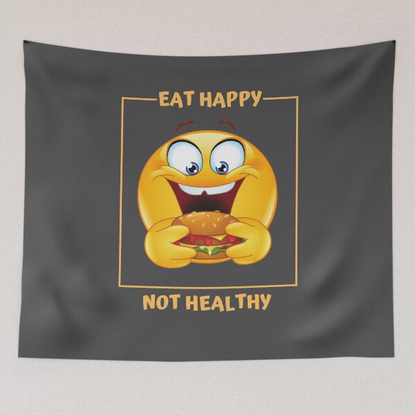 Item preview, Eat Happy Not Healthy Smiley Face Eating Burger designed and sold by motivationalsw.