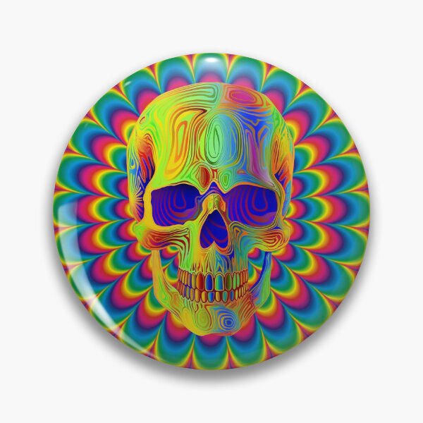 Item preview, Trippy Psychedelic Skull in Wild Rainbow Colors designed and sold by Artemachina.