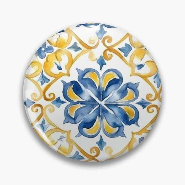 Item preview, yellowish-blue watercolor mosaic pattern designed and sold by DaisyMarroquin.