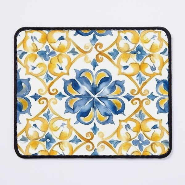 Item preview, yellowish-blue watercolor mosaic pattern designed and sold by DaisyMarroquin.