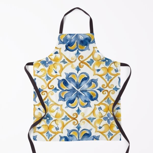 Item preview, yellowish-blue watercolor mosaic pattern designed and sold by DaisyMarroquin.