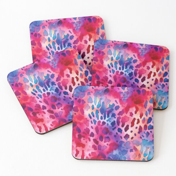 Artikelvorschau, Rot-bläuliches Aquarellmuster mit Animal-Print entworfen und verkauft von DaisyMarroquin.