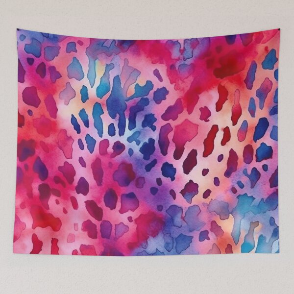 Artikelvorschau, Rot-bläuliches Aquarellmuster mit Animal-Print entworfen und verkauft von DaisyMarroquin.