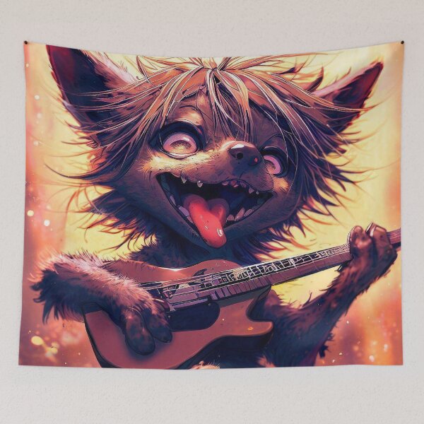 Item preview, Little crazy hyena rock on guitar designed and sold by TomFrontierArt.