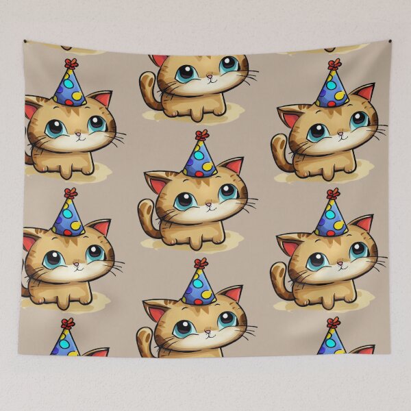 Item preview, Cat in birthday hat designed and sold by FlowFlex.