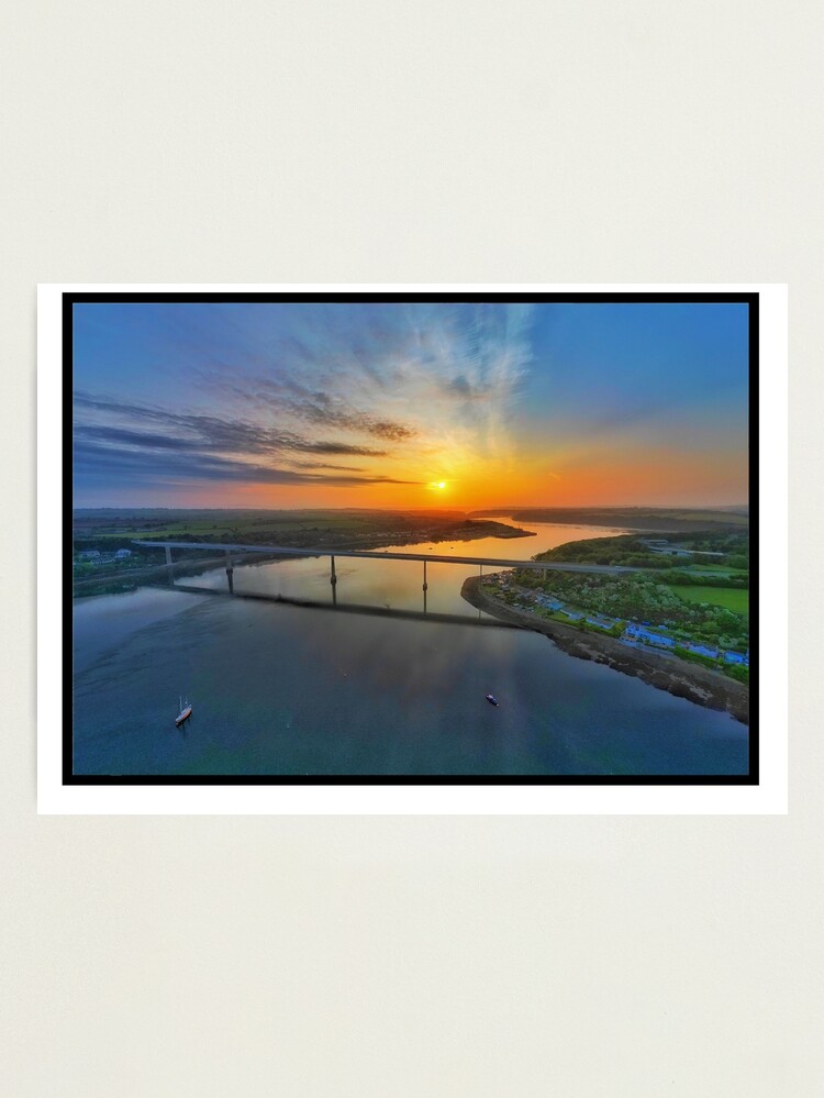 Thumbnail 2 of 3, Photographic Print, Cleddau Bridge, Pembrokeshire Aerial Sunrise designed and sold by Peter Barrett.