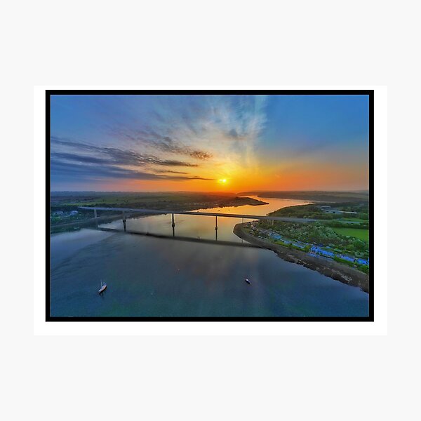 Cleddau Bridge, Pembrokeshire Aerial Sunrise Photographic Print