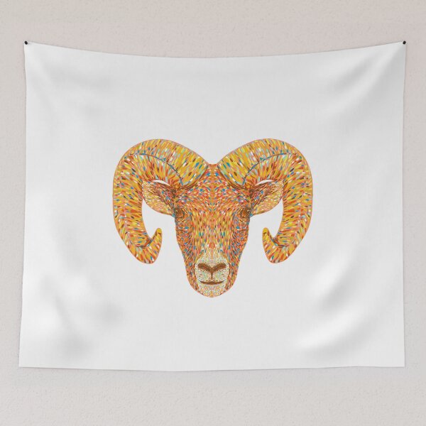 Item preview, Bighorn Sheep or Ram Head Front View Pointillist Impressionist Pop Art Style designed and sold by patrimonio.