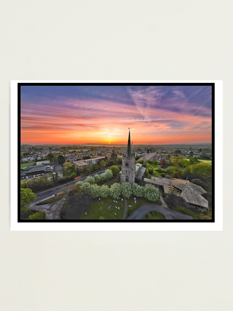 Thumbnail 1 of 3, Photographic Print, St Andrews Church, Hornchurch May Sunrise designed and sold by hartrockets.