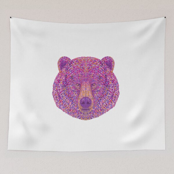 Item preview, Grizzly Bear or North American Brown Bear Head Front View Pointillist Impressionist Pop Art Style designed and sold by patrimonio.