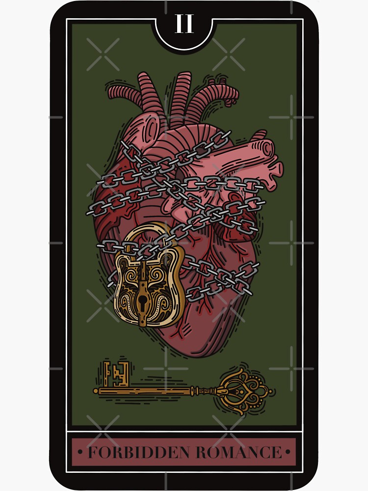 "Book Trope Tarot Card II. Forbidden Romance in Color" Sticker for Sale