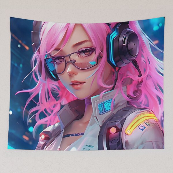 Item preview, Futuristic Cyborg Beauty: A Masterpiece of Anime Art designed and sold by CinEmmaDesign.