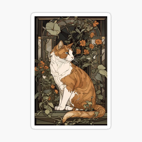 Item preview, Alphonse Mucha Ginger Cat designed and sold by RetroAnimals.
