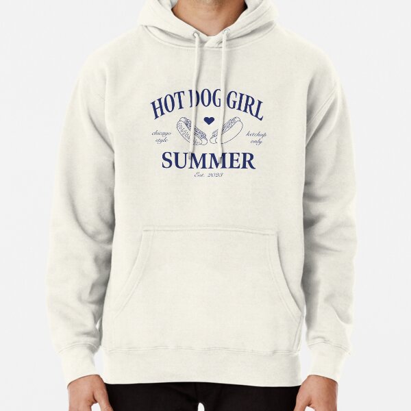Hot Dog Girl Summer Chicago Style Blue Outline Pullover Hoodie