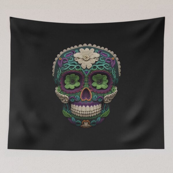 Item preview, Deluxe design made of embroidery skull textile Day of the Dead, Dia de los Muertos designed and sold by Tio-Tecun.