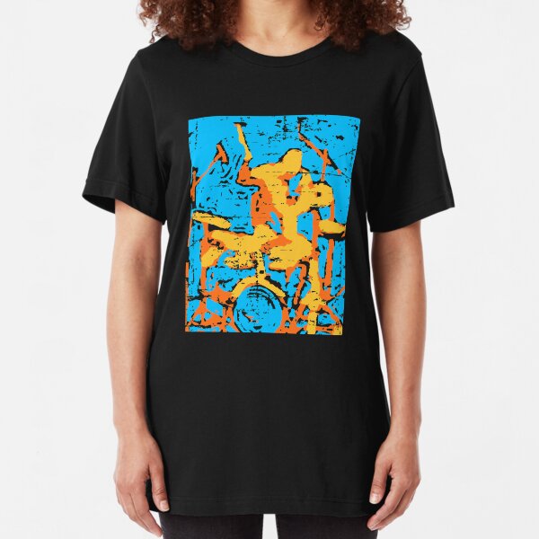 Modern Art Style Drummer Digital Painting Slim Fit T-Shirt