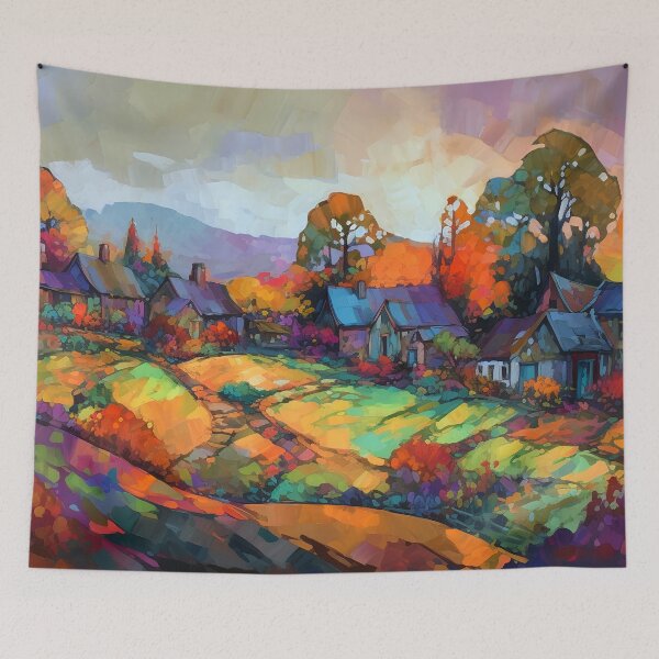 Item preview, Countryside village at sunset 3 designed and sold by Art by Lilia.