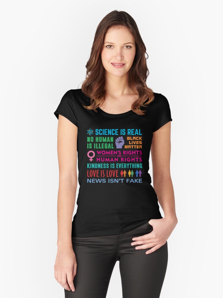 Thumbnail 1 of 3, Fitted Scoop T-Shirt, Anti-Trump Resist Slogans designed and sold by Humerus1.