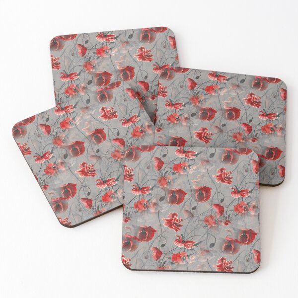 Item preview, Seamless Nature Pattern (Poppies) On Teal designed and sold by DarklingAnubiss.