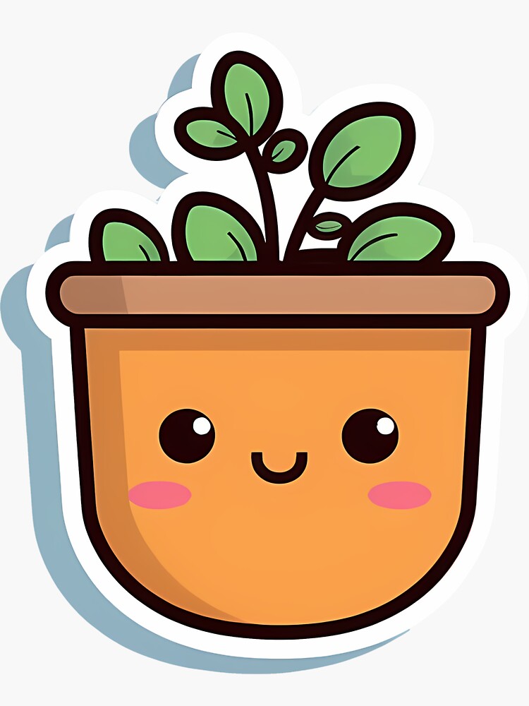Succulent in cute pot Sticker for Sale by peppermintpopuk