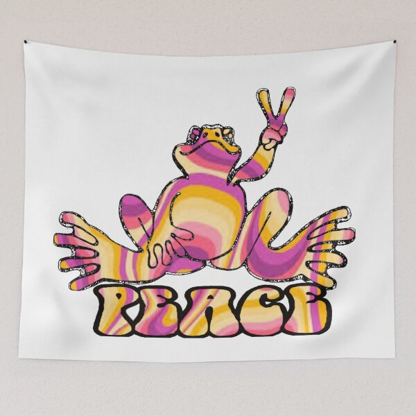 Item preview, Pink Purple Yellow Wave Peace Frog  designed and sold by natnat7w.