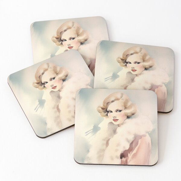 Item preview, Glamorous Vintage 1930s Fashion Model in Pink Coat with White Fur Collar designed and sold by LuluLovely.