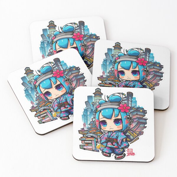 Item preview, Adorable kimono-clad girl radiating stylish charm stickers and more. designed and sold by mefirefire.