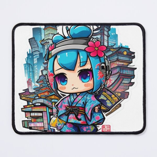 Item preview, Adorable kimono-clad girl radiating stylish charm stickers and more. designed and sold by mefirefire.