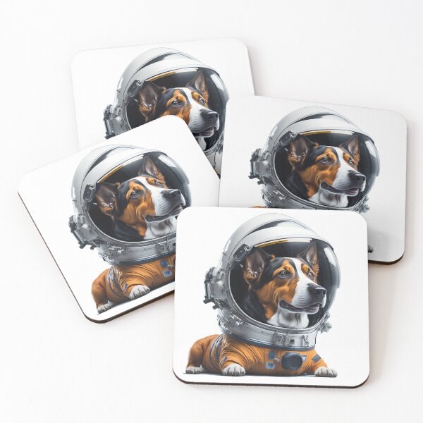 Item preview, beautiful dog dressed as an astronaut with orange suit cartoon design designed and sold by mextrance.