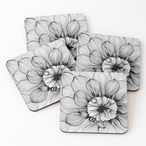Item preview, Dahlia line art designed and sold by Zentura.