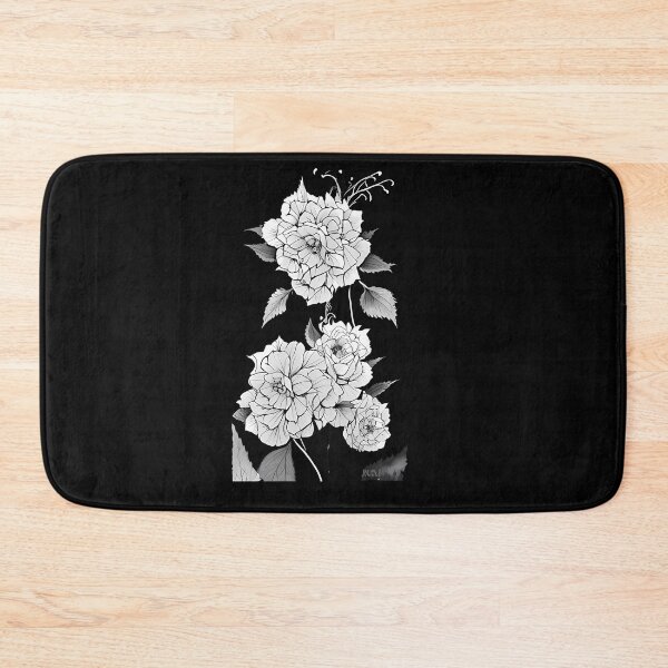 Item preview, Enchanting Begonia Tapestry Digital Artwork of Black and White Begonia Flower Pattern designed and sold by Mechanical-Artt.