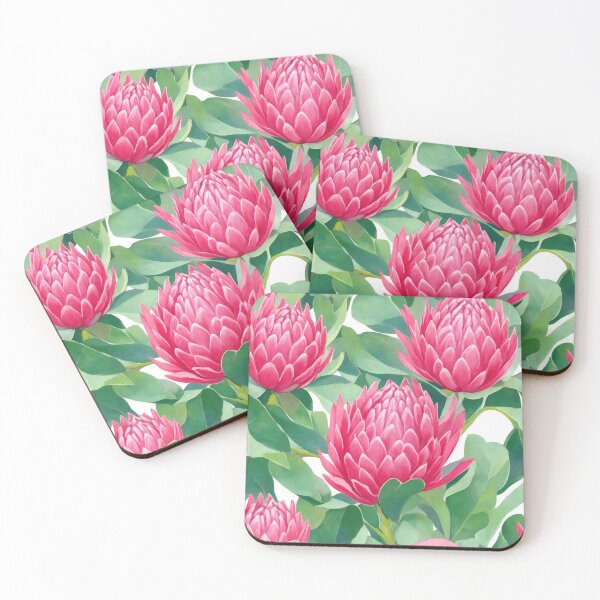 Item preview, Elegant Pink and Red Protea Design with Green Foliage designed and sold by capefox.