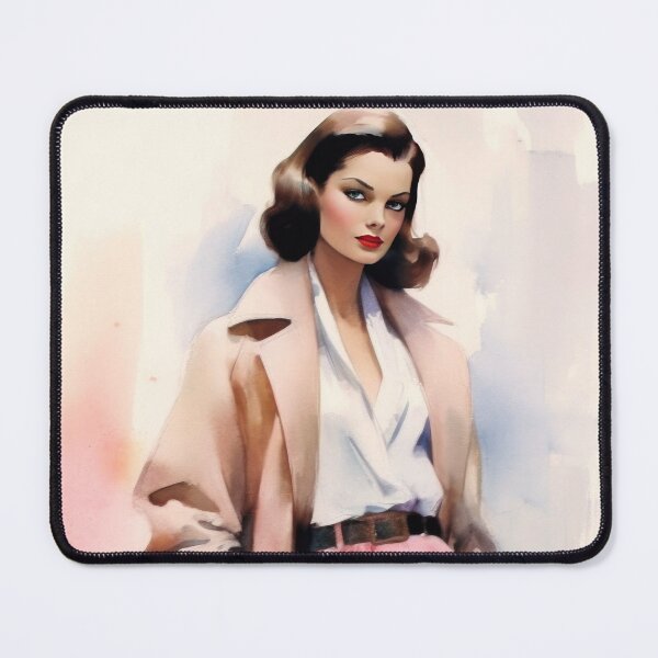 Item preview, Stylish 1930s Fashion Model in Pastel Colours, Watercolor Style designed and sold by LuluLovely.