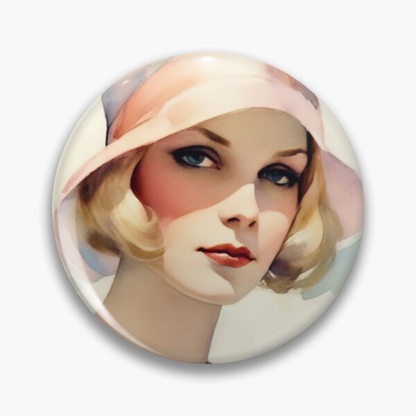 Item preview, Gorgeous Vintage 1930s Fashion Lady in Stylish Hat, Watercolor Style designed and sold by LuluLovely.