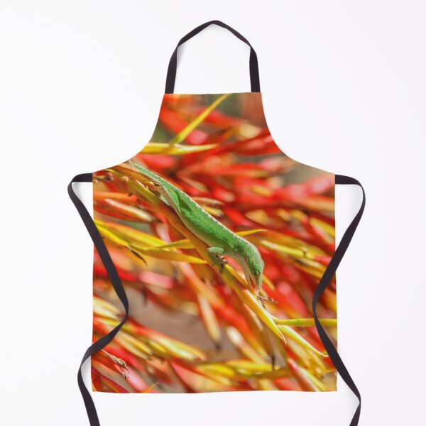Item preview, Green Lizard among Yellow and Red Flowers designed and sold by SafariByMarisa.