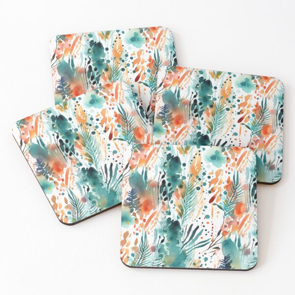 Item preview, Boho abstract animal print turquoise orange pattern designed and sold by DaisyMarroquin.