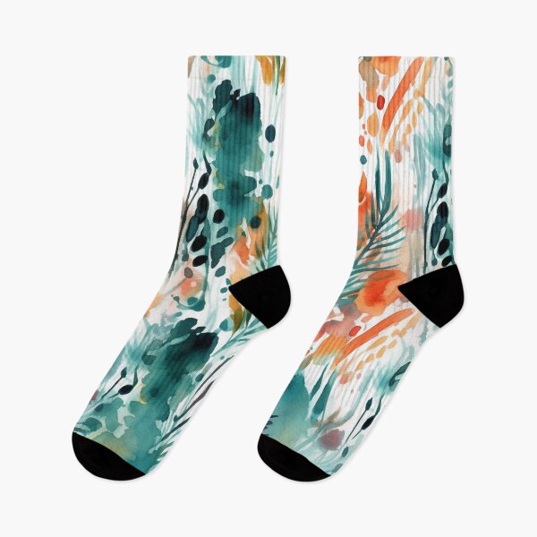 Item preview, Boho abstract animal print turquoise orange pattern designed and sold by DaisyMarroquin.
