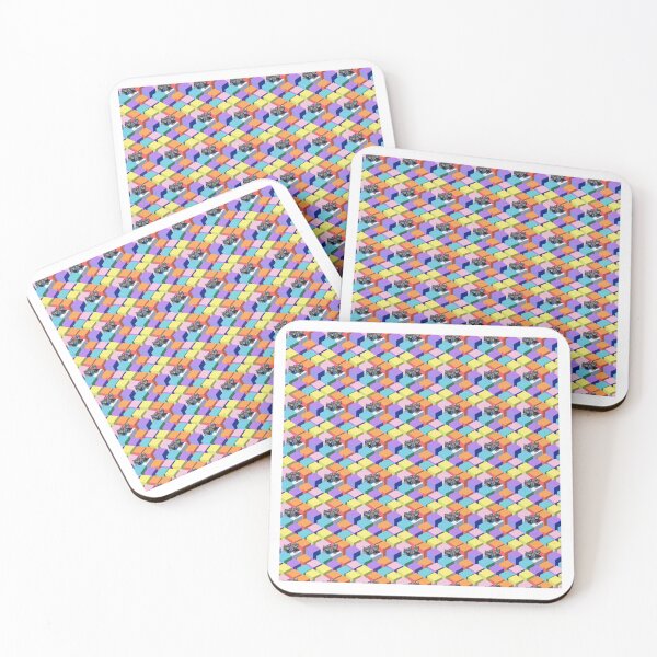 Item preview, Isometric Colorful Cubes and Gray Kittens with Blue Eyes Pattern designed and sold by Aaron2610.