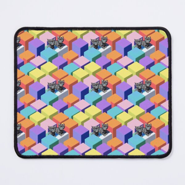 Item preview, Isometric Colorful Cubes and Gray Kittens with Blue Eyes Pattern designed and sold by Aaron2610.