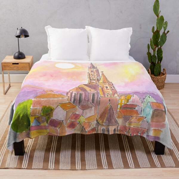 Item preview, Landshut Carossahöhe with Trausnitz Castle and Old Town in Sunset designed and sold by artshop77.