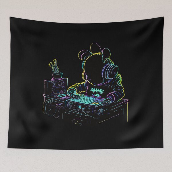 Item preview, Neon Bunny DJ: Retro Music Party Animal  designed and sold by Just Art's Creations colinw2292@gmail.com.