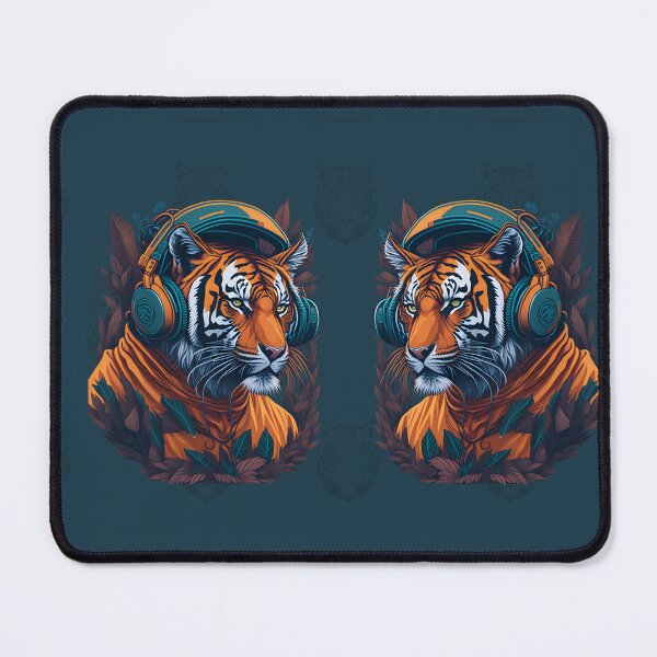 Item preview, Explosion of color and rhythm: Tigre immersed in music, with headphones and vibrant tones that arouse listening passion designed and sold by The Animal Stuff.