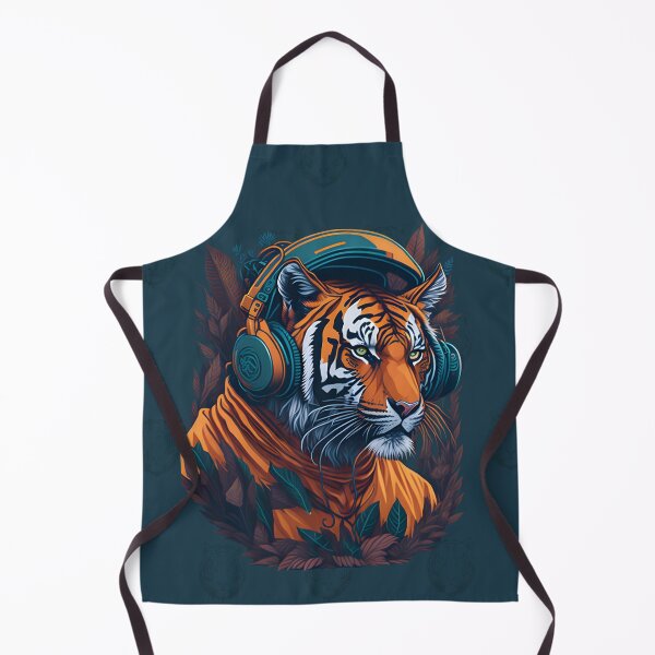 Item preview, Explosion of color and rhythm: Tigre immersed in music, with headphones and vibrant tones that arouse listening passion designed and sold by The Animal Stuff.