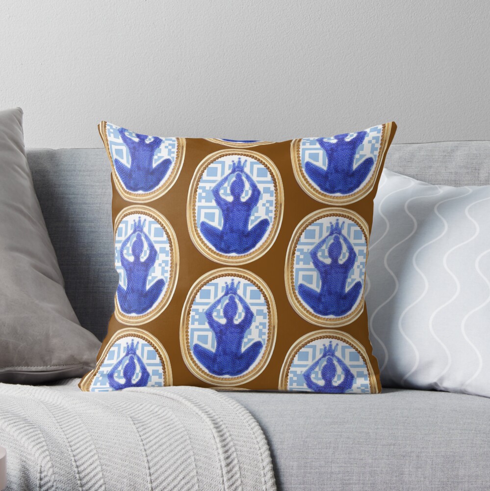 Good vibes yoga data matrix with pop art queen Throw Pillow